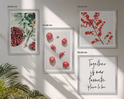 Compoziție de tablouri pentru perete fructe roșii în stil minimalist