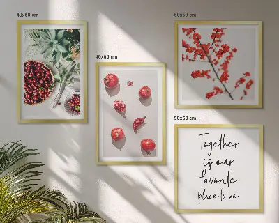 Compoziție de tablouri pentru perete fructe roșii în stil minimalist