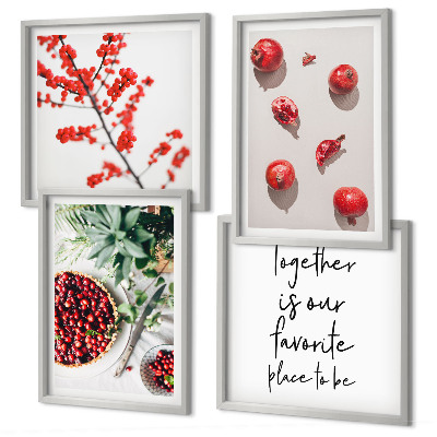 Compoziție de tablouri pentru perete Fructe roșii ale plantelor minimalistice