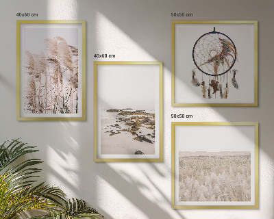 Compoziție de tablouri pentru perete Stil boho pe plajă, câmpuri cu iarbă