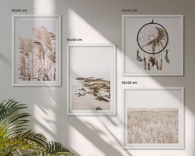 Compoziție de tablouri pentru perete Stil boho pe plajă, câmpuri cu iarbă