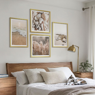 Set tablouri gata de agățat Iarbă de plajă valuri pietre boho