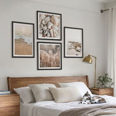 Set tablouri gata de agățat Iarbă de plajă valuri pietre boho
