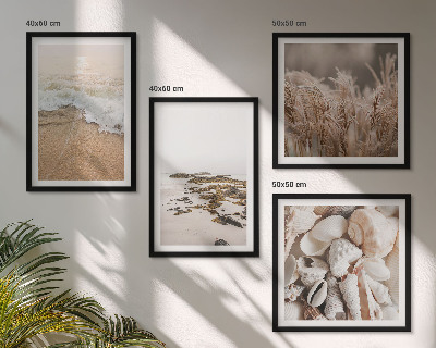 Set tablouri gata de agățat Iarbă de plajă valuri pietre boho