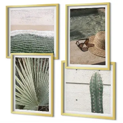 Compoziție de tablouri pentru perete cu tematică de plante tropicale