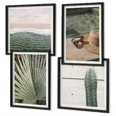 Compoziție de tablouri pentru perete cu tematică de plante tropicale