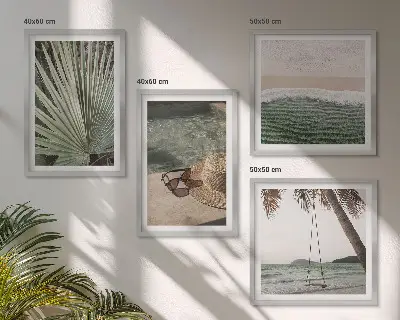 Set de tablouri gata de agățat vacanță pe plajă cu leagăn sub frunze