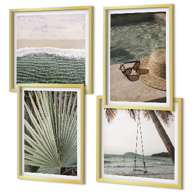 Set tablouri gata de agățat Vacanță pe plajă cu frunze de leagăn