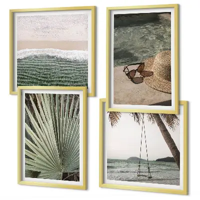Set de tablouri gata de agățat vacanță pe plajă cu leagăn sub frunze