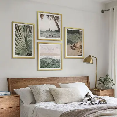Set de tablouri gata de agățat vacanță pe plajă cu leagăn sub frunze