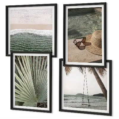 Set de tablouri gata de agățat vacanță pe plajă cu leagăn sub frunze