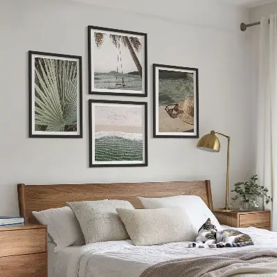 Set de tablouri gata de agățat vacanță pe plajă cu leagăn sub frunze