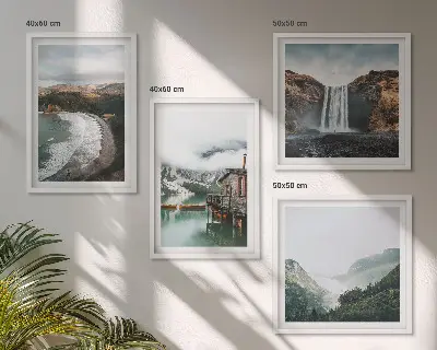 Set tablouri gata de agățat cu peisaj montan cu nori și apă