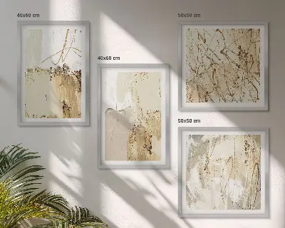 Set de tablouri gata de agățat cu modele abstracte în nuanțe de bej și alb