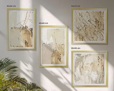 Set de tablouri gata de agățat cu modele abstracte în nuanțe de bej și alb