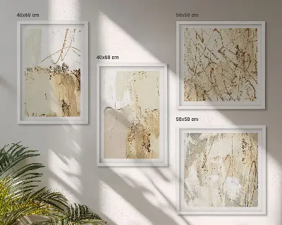 Set de tablouri gata de agățat cu modele abstracte în nuanțe de bej și alb