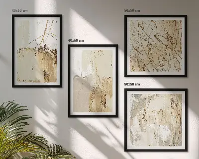 Set de tablouri gata de agățat cu modele abstracte în nuanțe de bej și alb