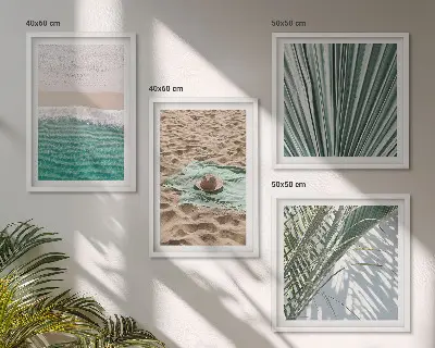 Compoziție de tablouri pentru perete cu vederi de vacanță pe plajă și mare