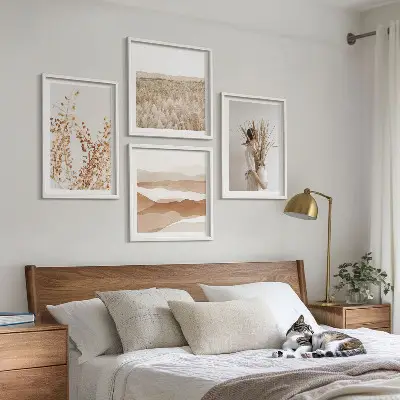 Compoziție de tablouri pentru perete cu motive vegetale în stil boho