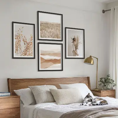 Compoziție de tablouri pentru perete cu motive vegetale în stil boho
