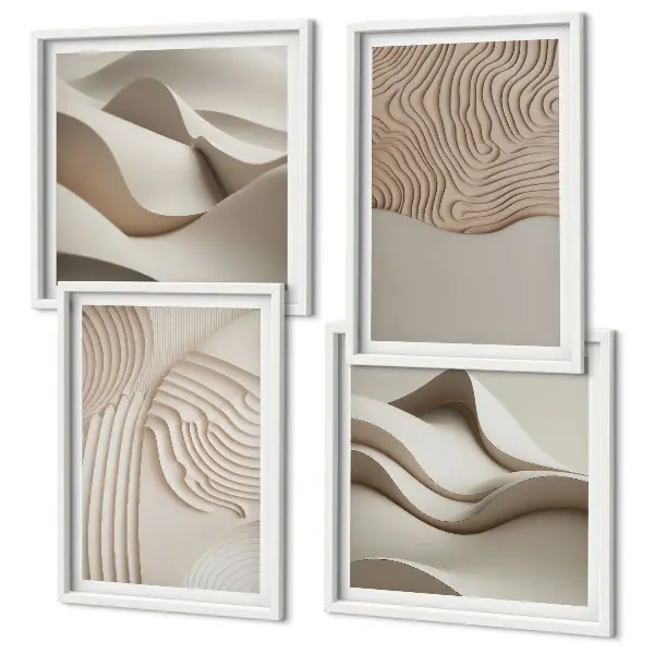 Set tablouri Valuri abstracte pe nisip gata de agățat