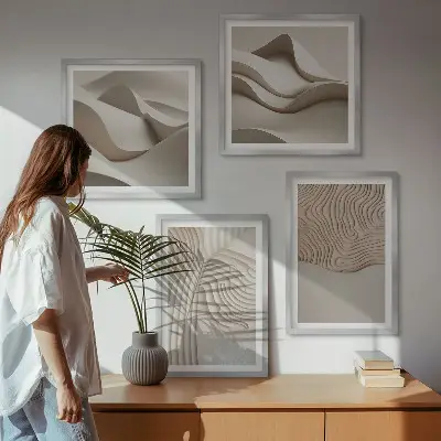 Set tablouri Valuri abstracte pe nisip gata de agățat