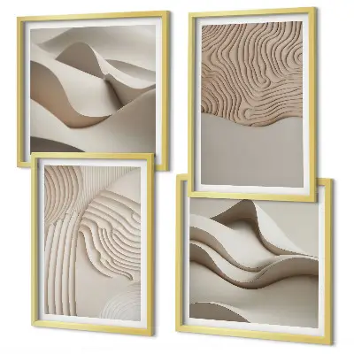 Set tablouri Valuri abstracte pe nisip gata de agățat