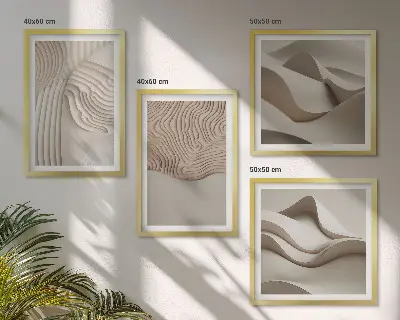 Set tablouri Valuri abstracte pe nisip gata de agățat