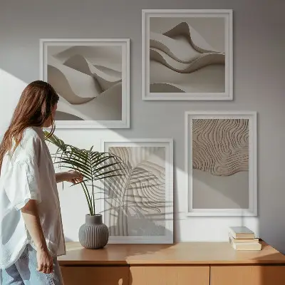 Set tablouri Valuri abstracte pe nisip gata de agățat