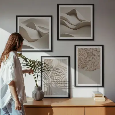 Set tablouri Valuri abstracte pe nisip gata de agățat