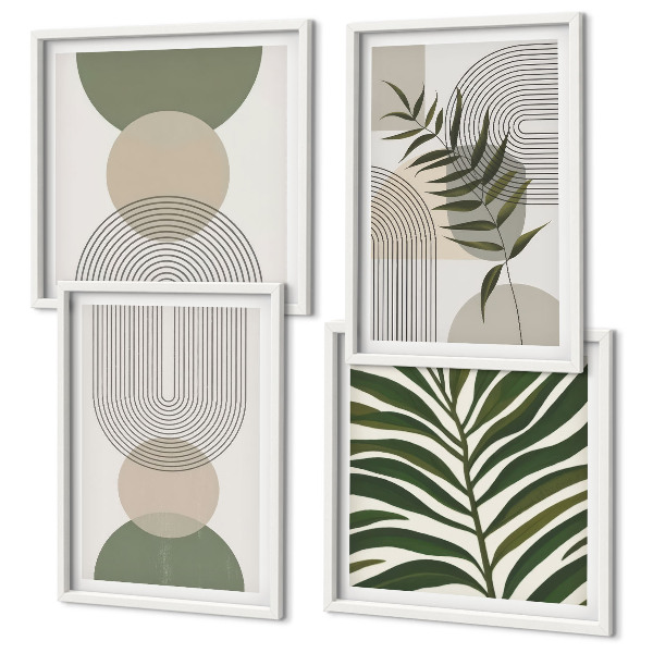 Set tablouri gata de agățat Frunze abstracte în stil boho