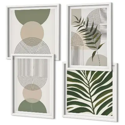 Set de tablouri Frunze abstracte în stil boho gata de agățat