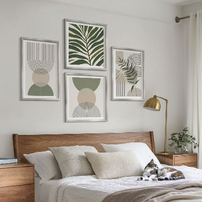 Set tablouri gata de agățat Frunze abstracte în stil boho