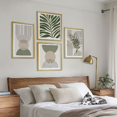 Set tablouri gata de agățat Frunze abstracte în stil boho