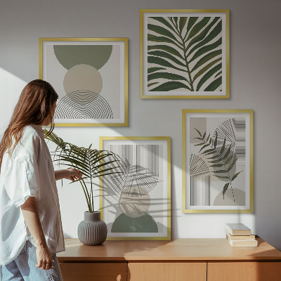 Set tablouri gata de agățat Frunze abstracte în stil boho
