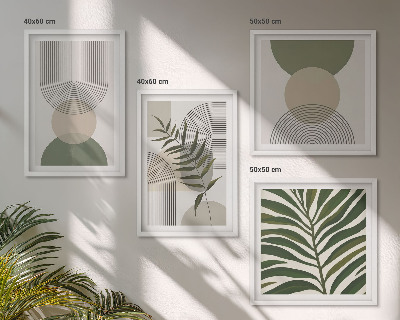 Set tablouri gata de agățat Frunze abstracte în stil boho
