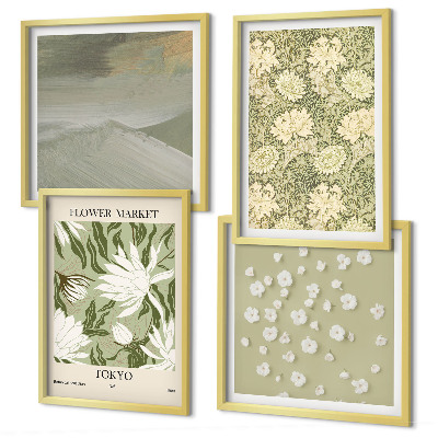Compoziție de tablouri pentru perete Abstracțiuni florale în stil boho