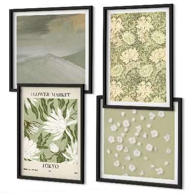 Compoziție de tablouri pentru perete Abstracțiuni florale în stil boho