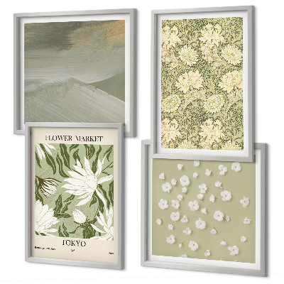 Compoziție de tablouri pentru perete Abstracțiuni florale în stil boho