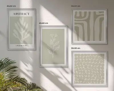 Set tablouri gata de agățat cu modele vegetale și geometrice