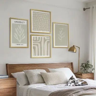 Set tablouri gata de agățat cu modele vegetale și geometrice
