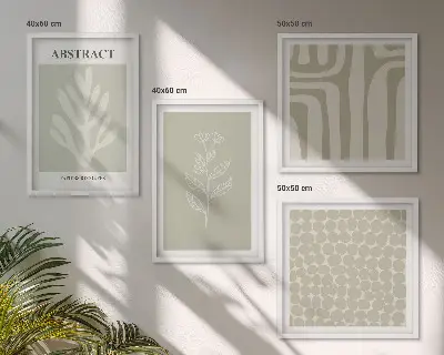 Set tablouri gata de agățat cu modele vegetale și geometrice