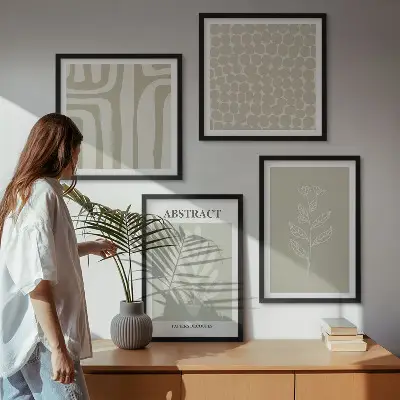 Set tablouri gata de agățat cu modele vegetale și geometrice