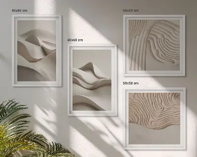 Set de tablouri decorative pentru perete valuri abstracte în nuanțe de bej
