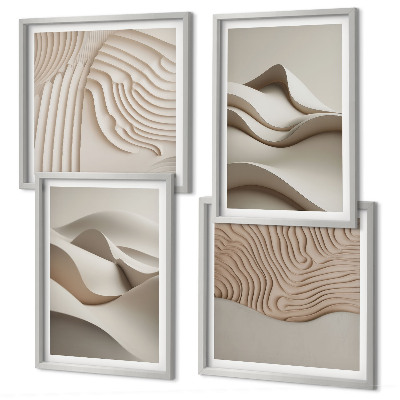 Compoziție de tablouri pentru perete Valuri bej abstracte
