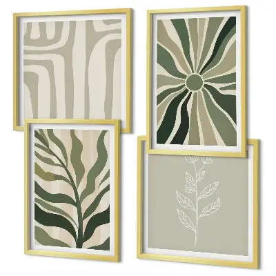 Compoziție de tablouri pentru perete cu model minimalist de plante verzi