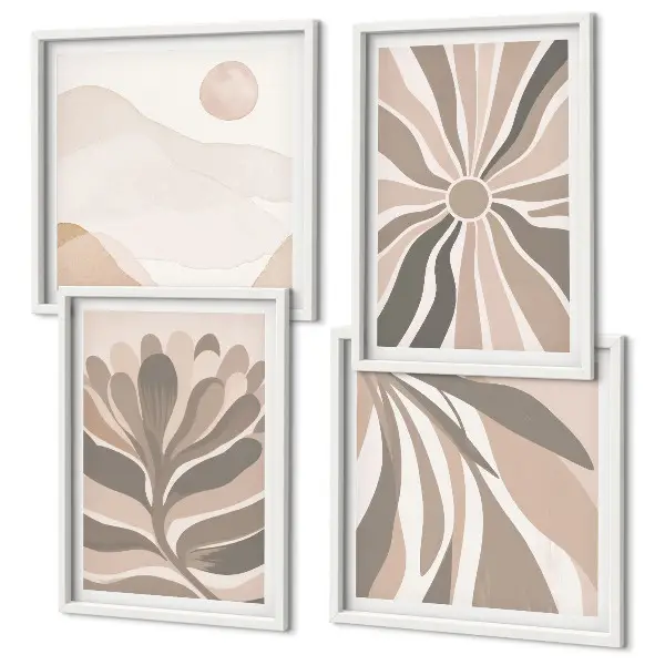 Set de tablouri gata de agățat cu modele abstracte de plante