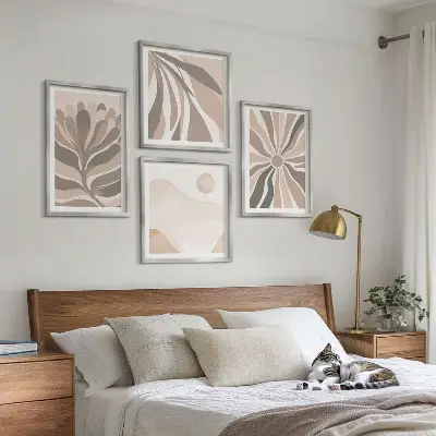 Set de tablouri gata de agățat cu modele abstracte de plante