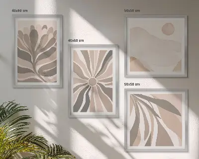Set de tablouri gata de agățat cu modele abstracte de plante