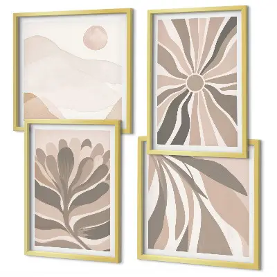 Set de tablouri gata de agățat cu modele abstracte de plante